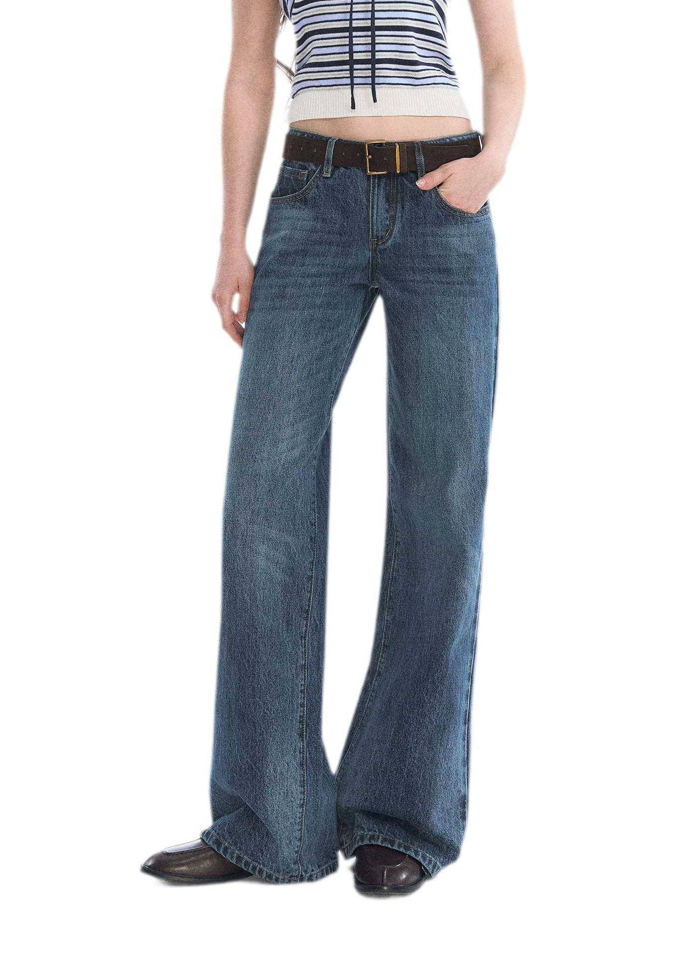 Washed Bow Embroidered Jeans