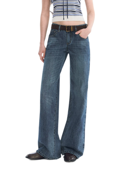 Washed Bow Embroidered Jeans