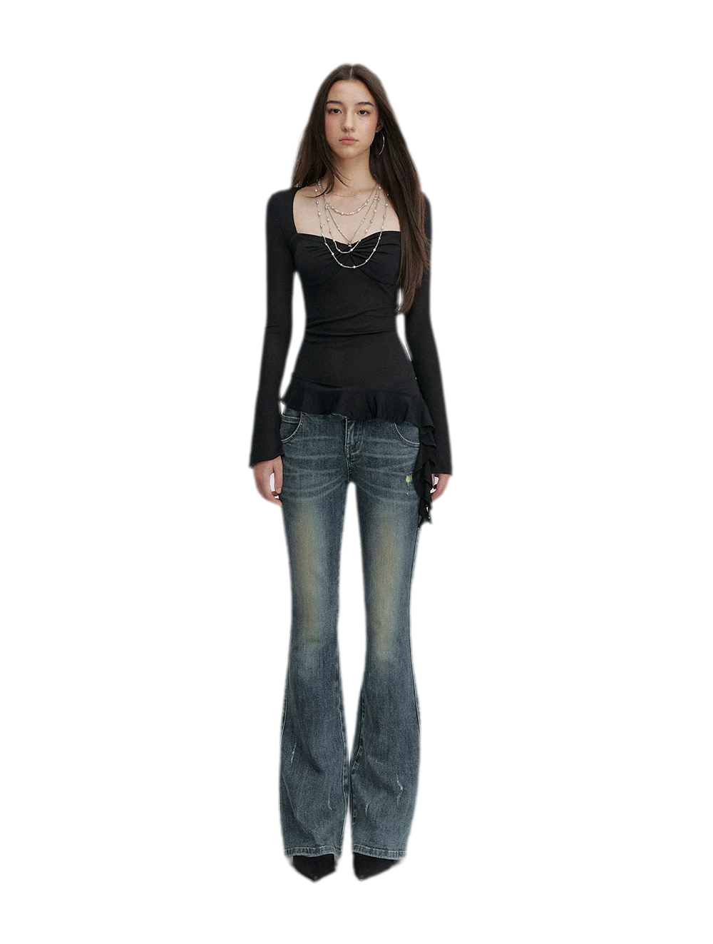 Twist Peplum Long Sleeve Top