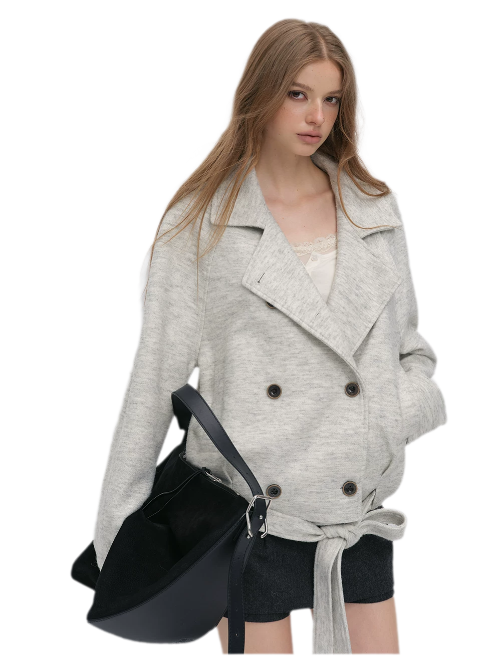 Brushed Wool Blend Short Coat