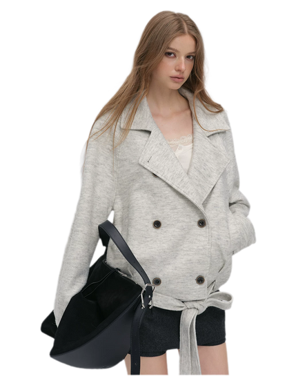 Brushed Wool Blend Short Coat