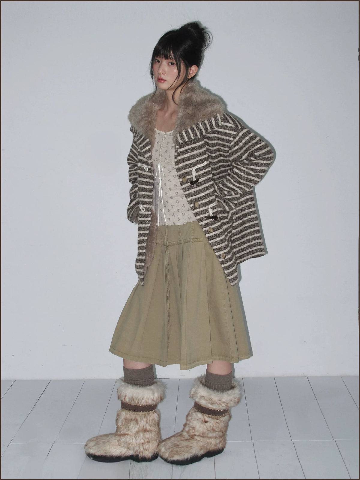 Striped Oversized Toggle Coat