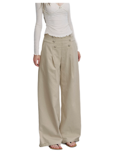 Textured Pleated Wide-Leg Pants