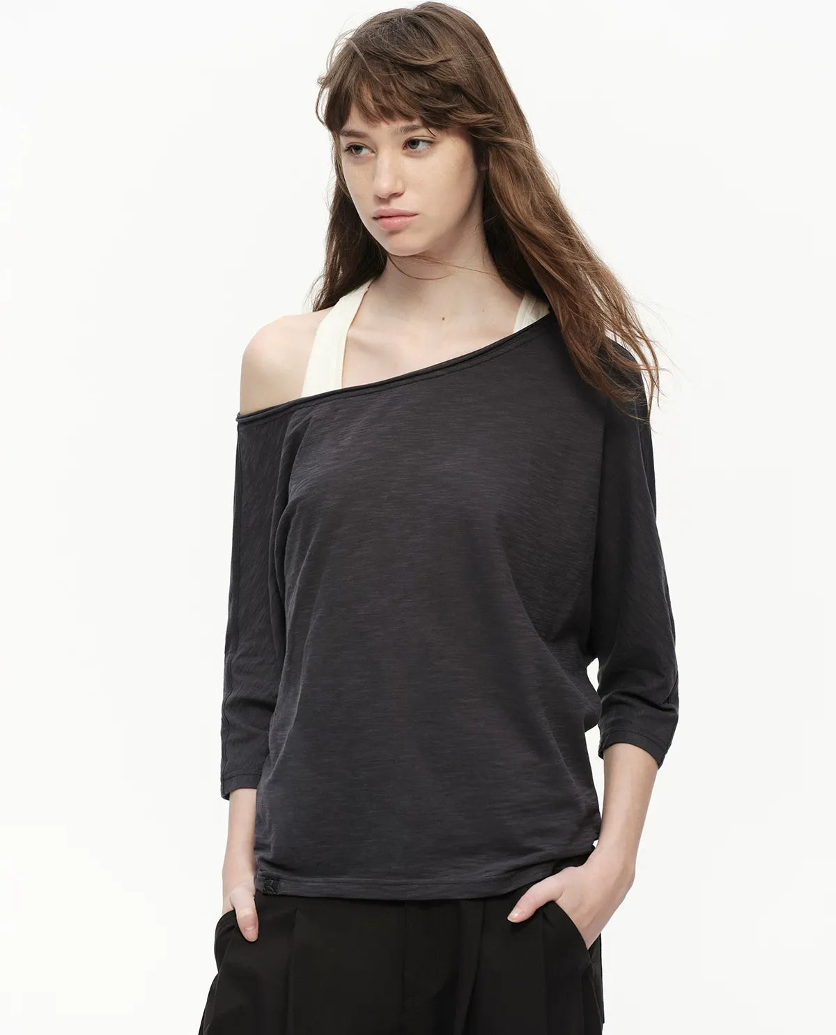 Lyocell Slub One-Shoulder Tee