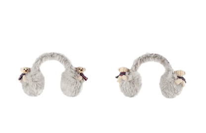Paraorecchie in peluche a forma di orso con fiocco