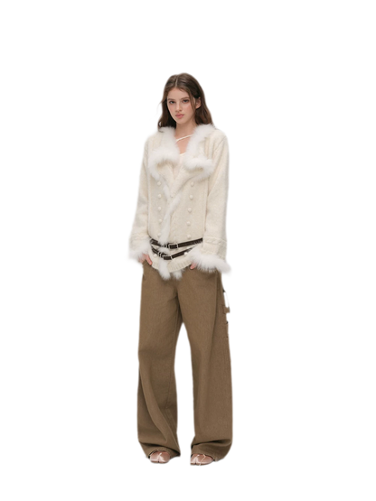 Long-Pile Fox Fur Cardigan