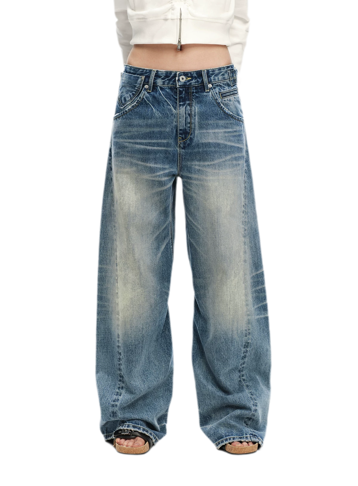 Vintage Washed Wide-Leg Jeans
