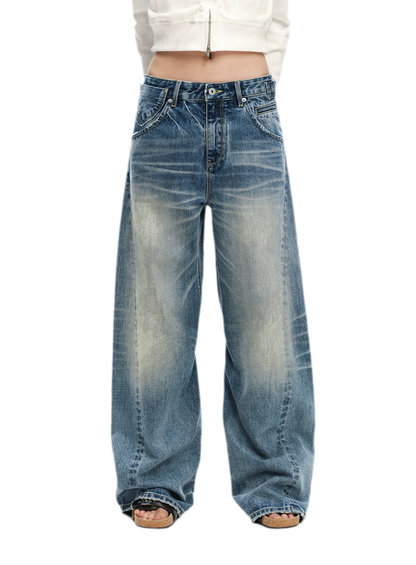 Vintage Washed Wide-Leg Jeans