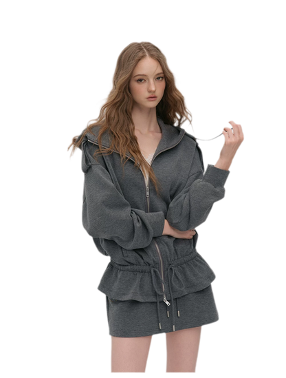 Air-Layer Hooded Skirt Set