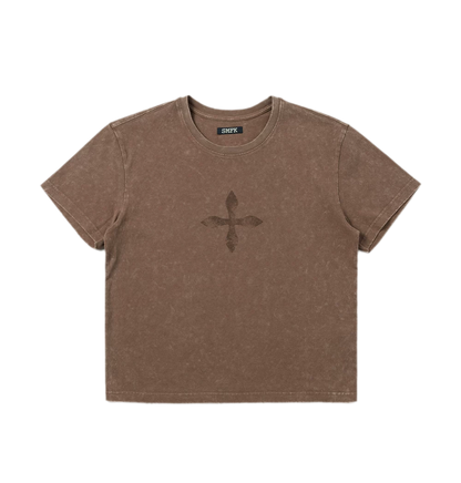 Vintage Washed Cross Embroidered Tee