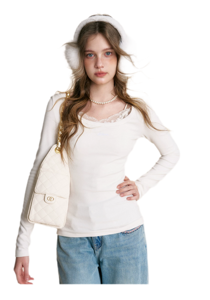 تي شيرت ضيق طويل الأكمام من Deer Velvet