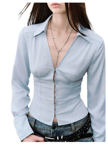 Cutout Tie Waist Shirt