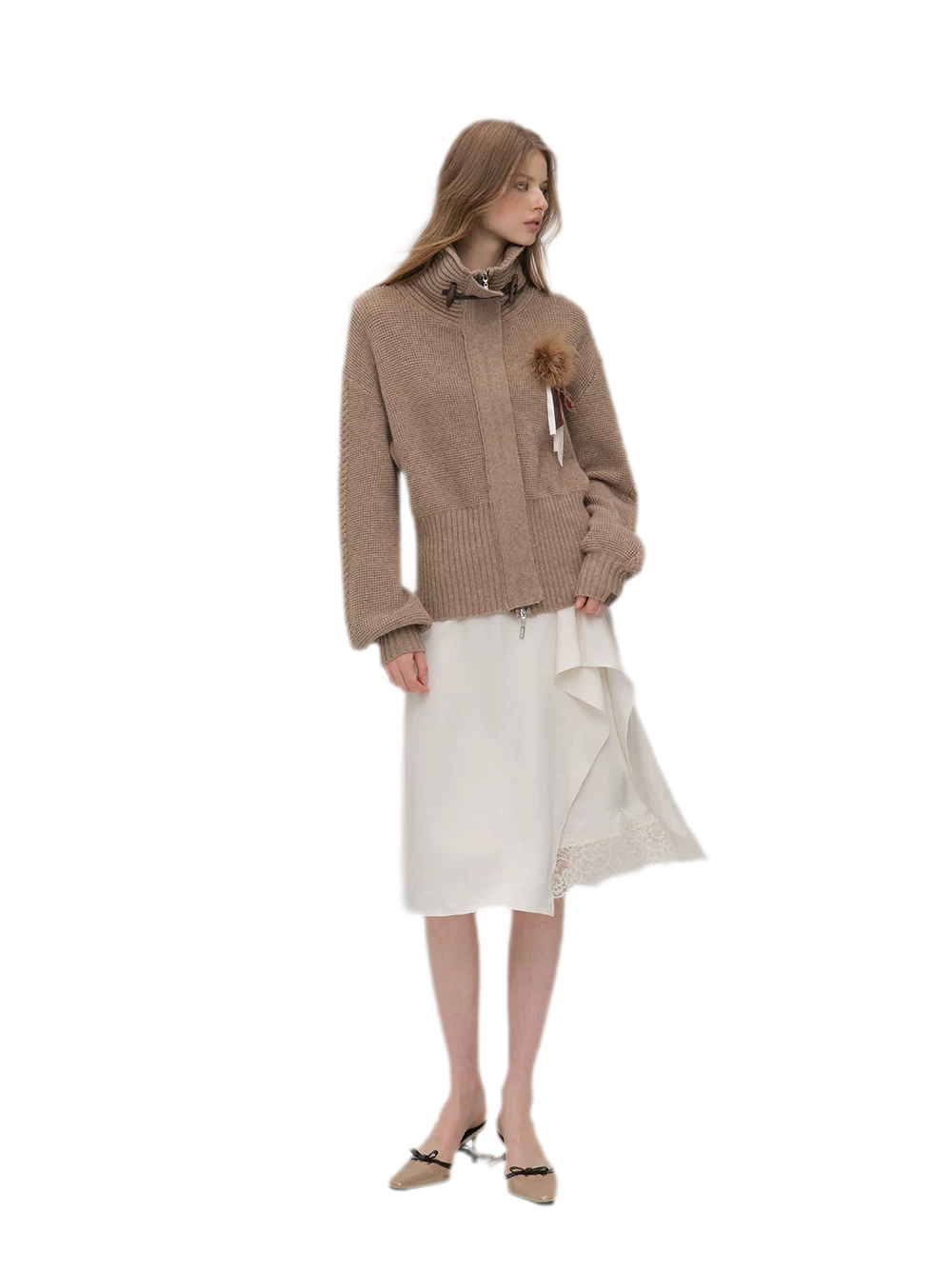 Waffle Knit Toggle Collar Cardigan