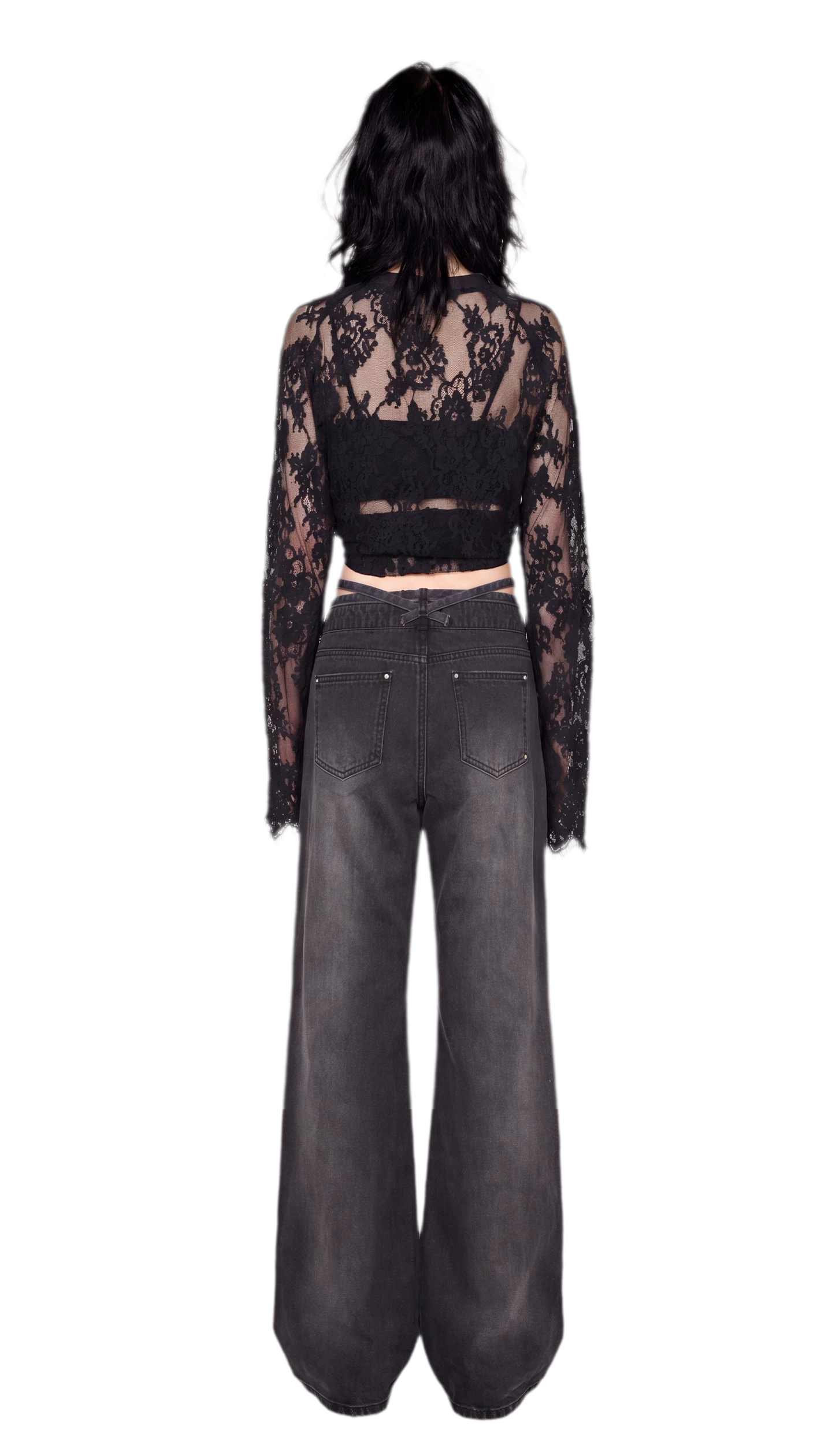 Rhinestone Micro-Flare Cotton Jeans