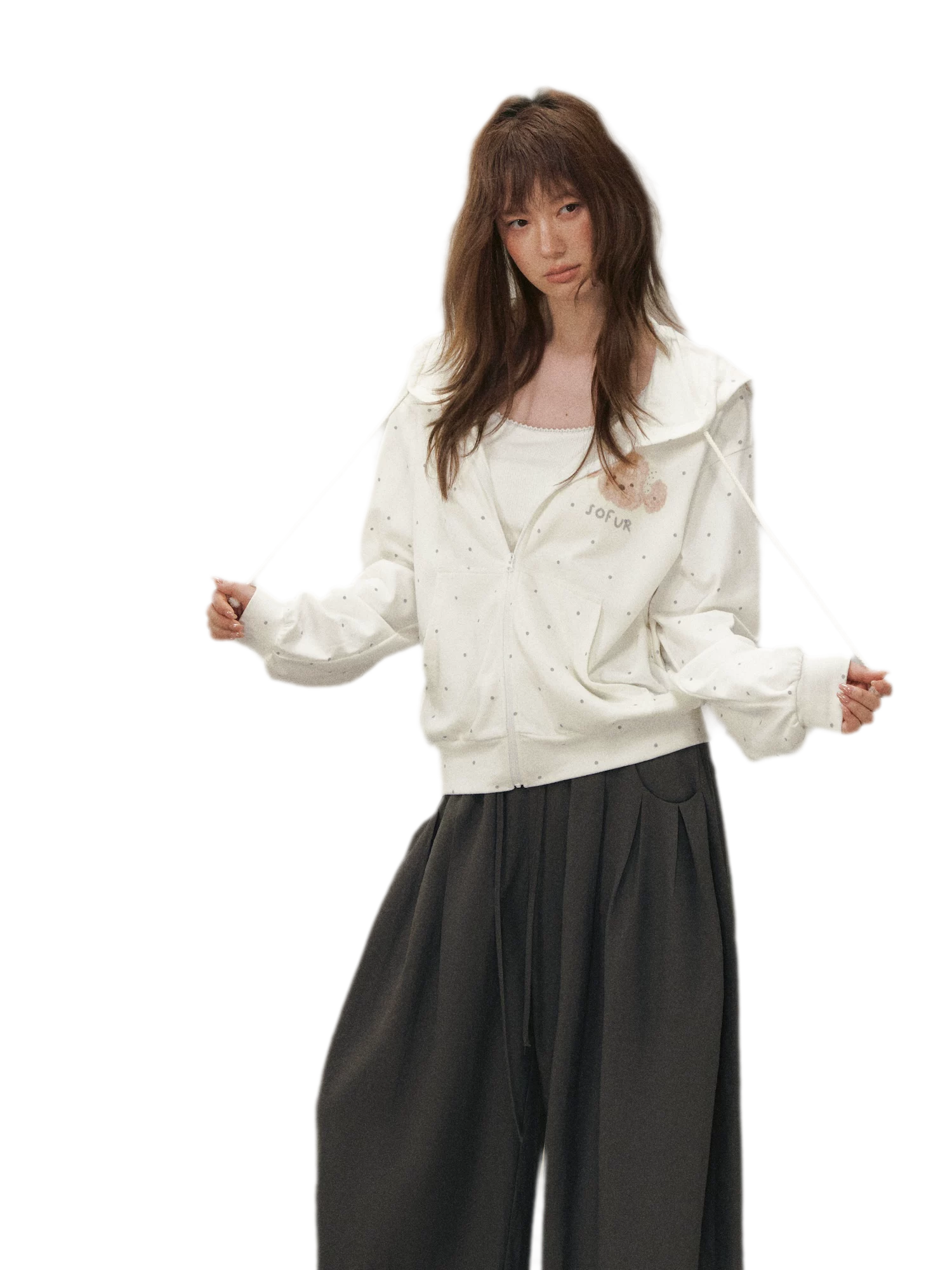 Polka Dot Hooded Sweatshirt