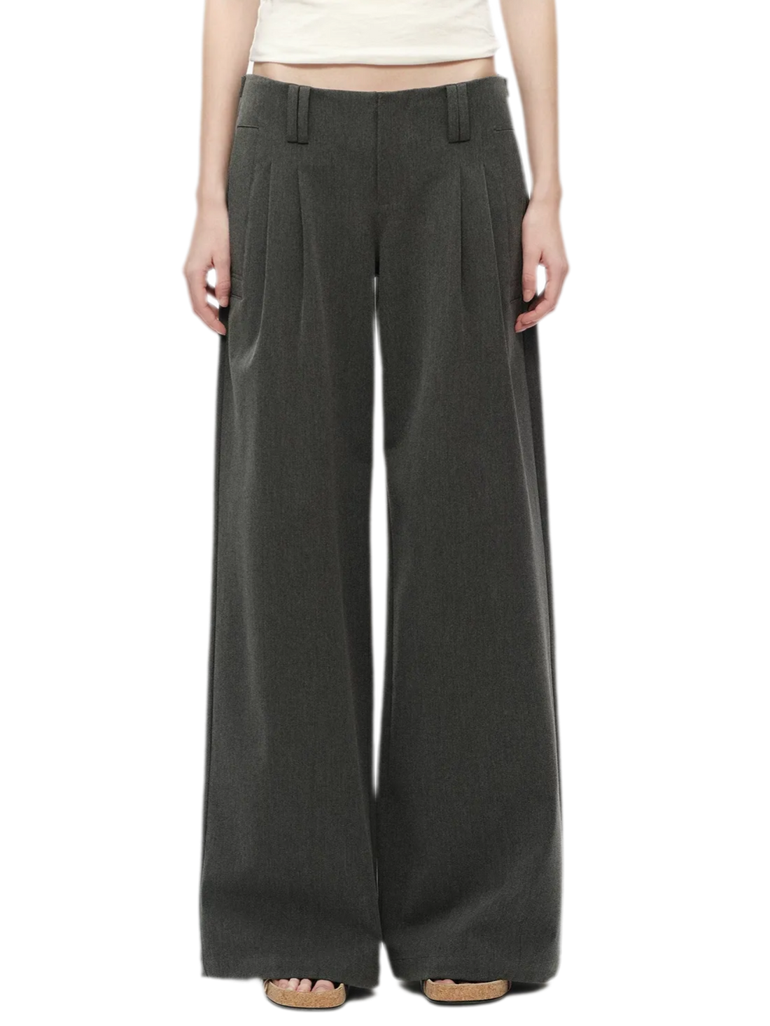 Gray Wide Leg Suit Pants