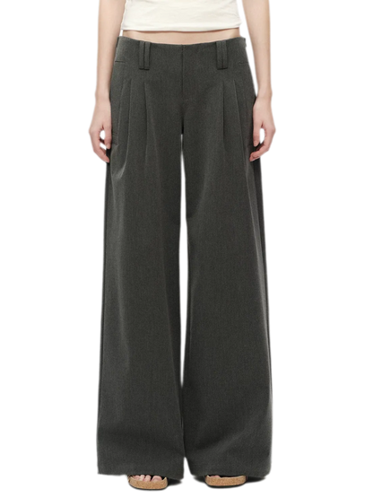 Gray Wide Leg Suit Pants