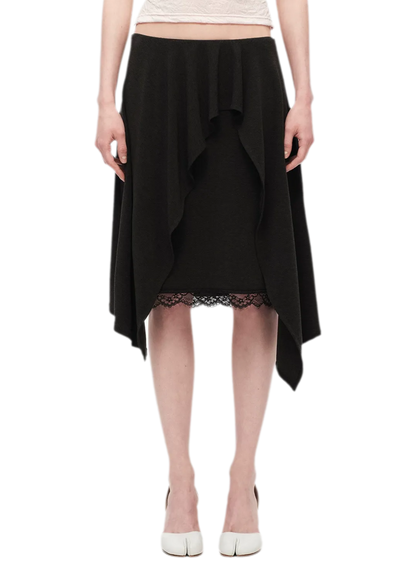 Lyocell Asymmetric Lace Skirt