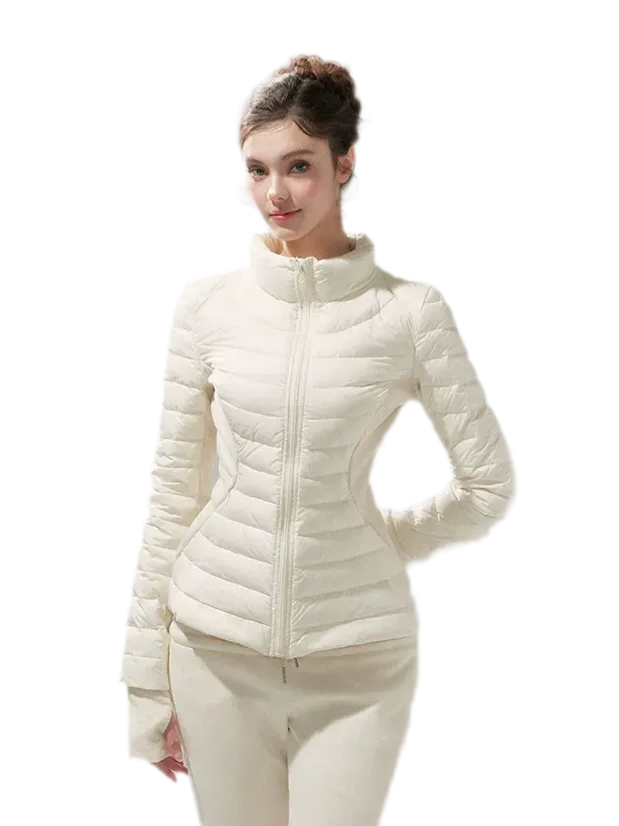 Gesteppte taillierte Daunenjacke mit Kapuze