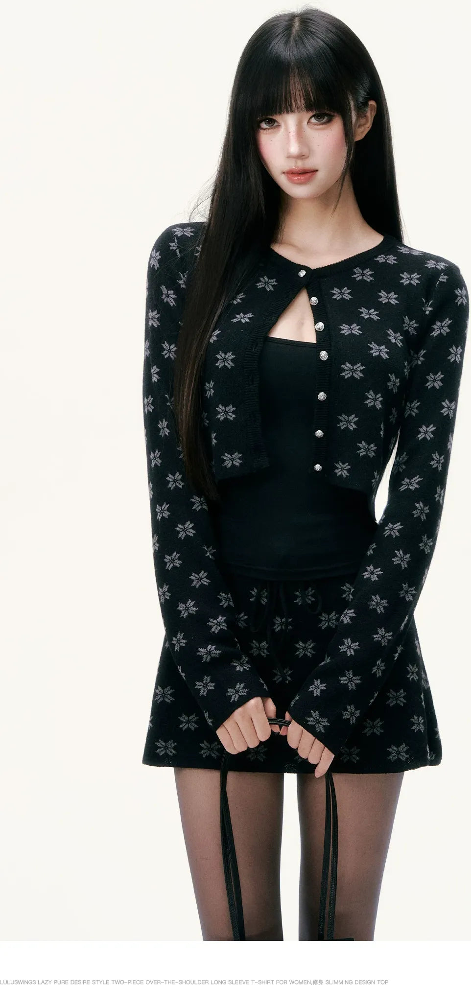 Conjunto de punto de tres piezas con estampado floral