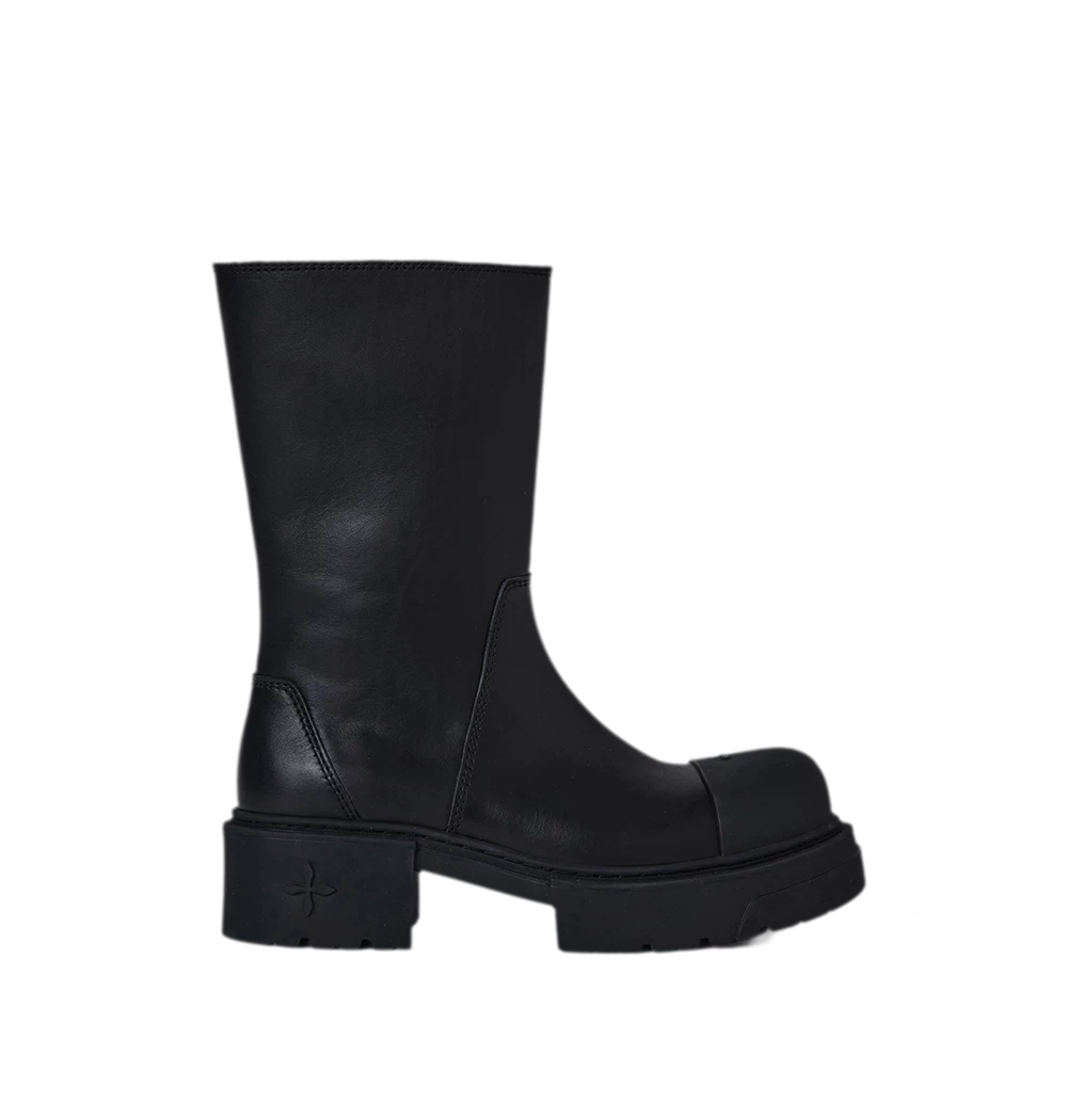 Mid-Calf Leather Boots