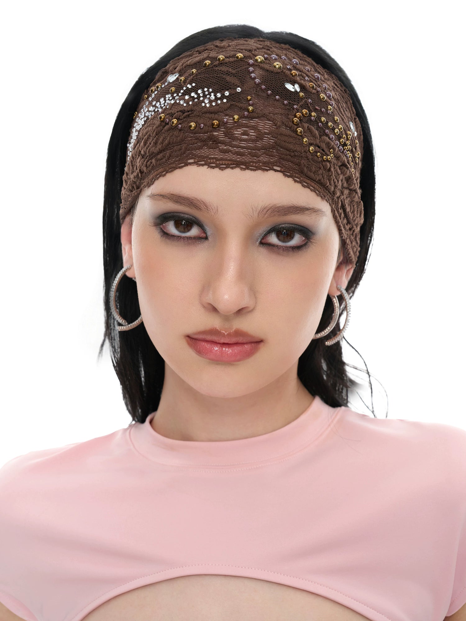 Brown Lace Embellished Headband