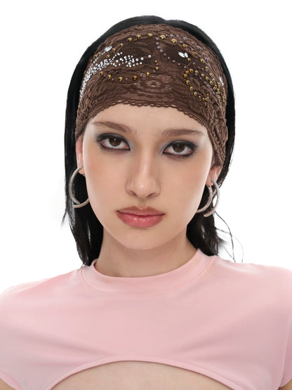 Brown Lace Embellished Headband