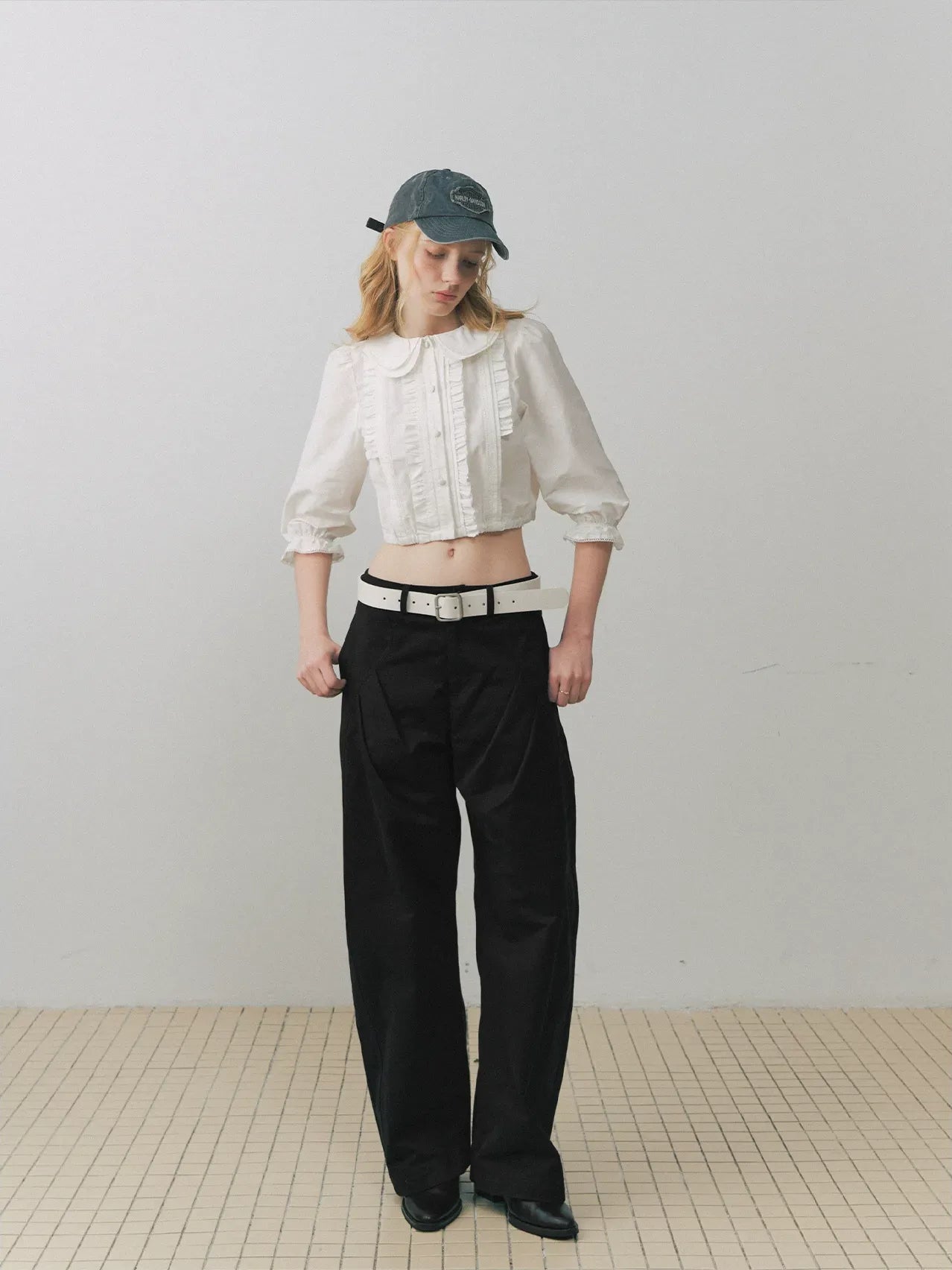 Ruffled Collar Peplum Blouse