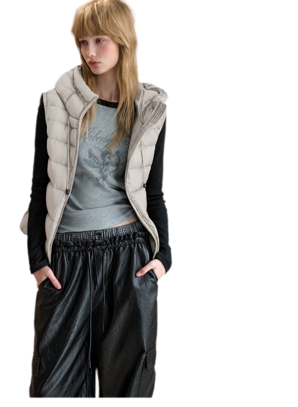 Cropped Hooded Duck-Down Vest