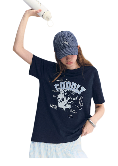 Cat Print Relaxed T-Shirt