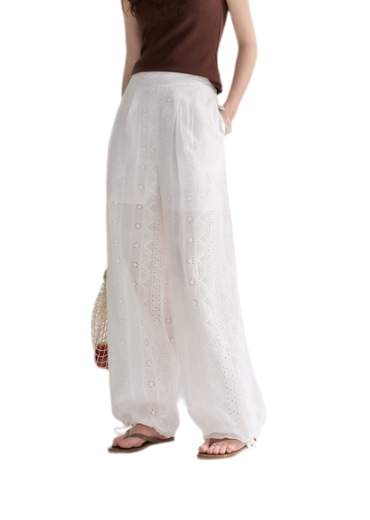 Sheer Eyelet Lantern Pants