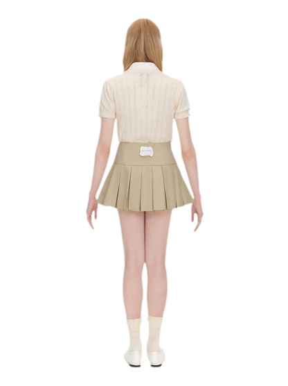 Bear Pleated Cotton Skort