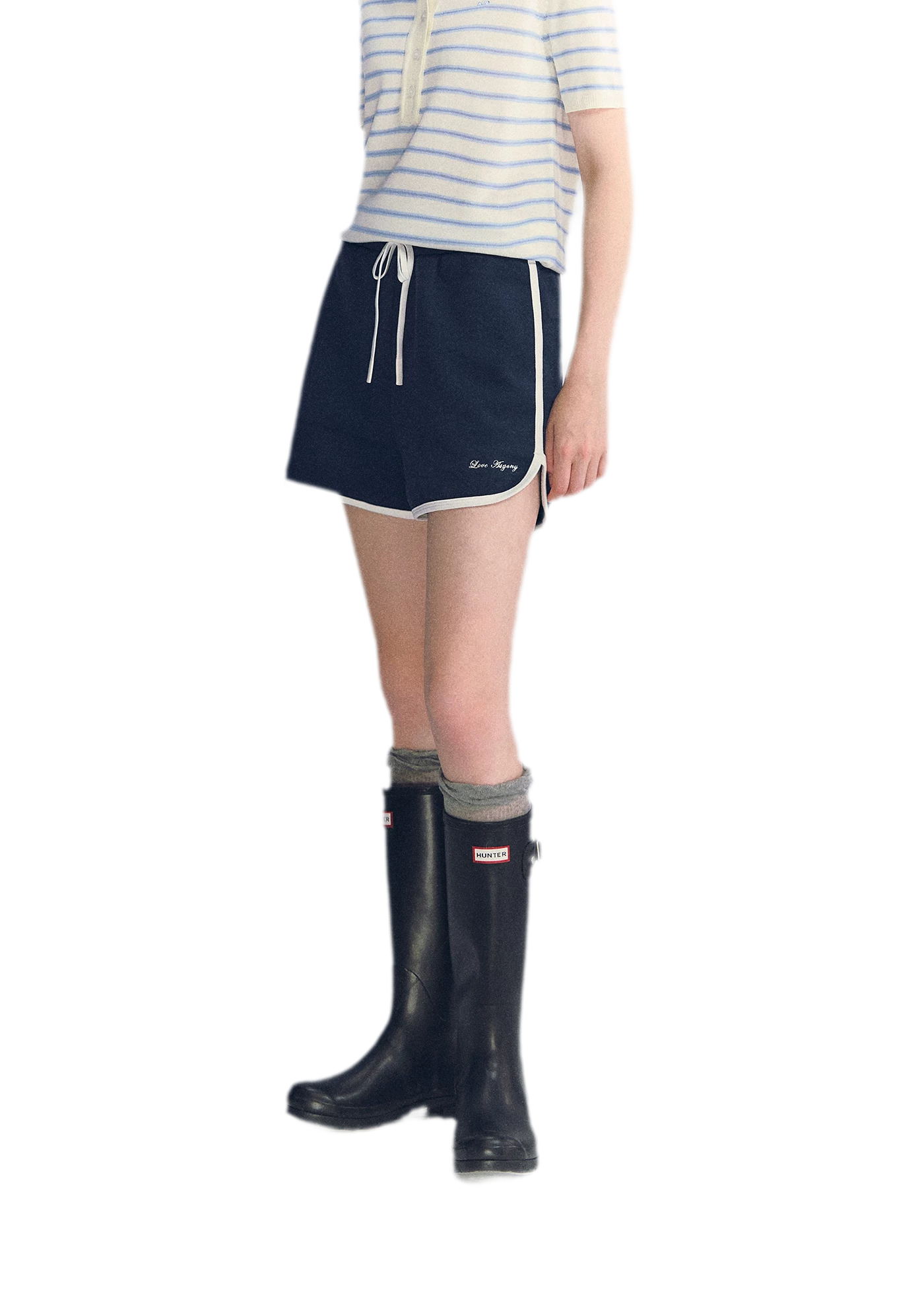Embroidered Piping Shorts
