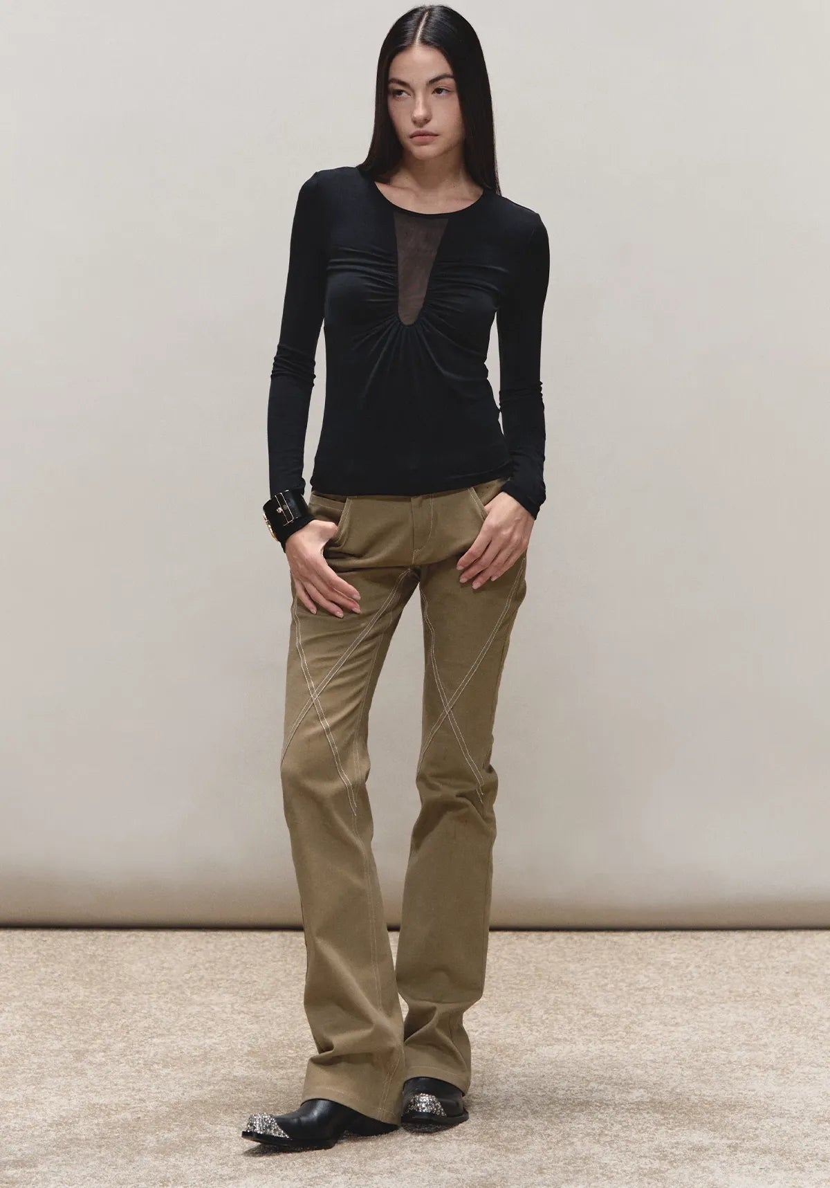 Vintage Distressed Khaki Slim Fit Casual Pants