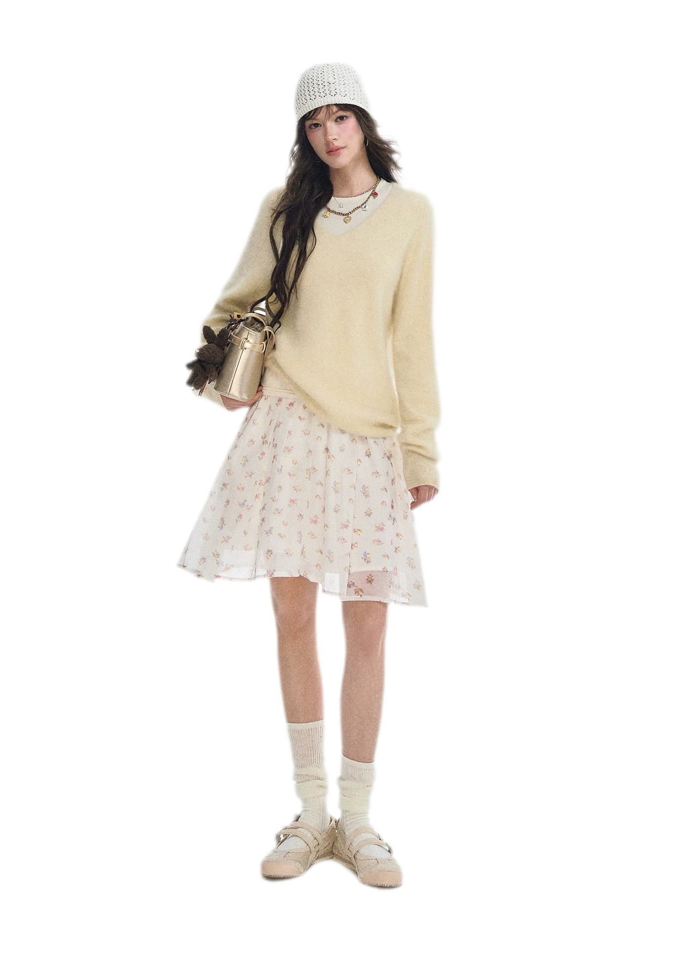 Brushed V-Neck Wool Sweater