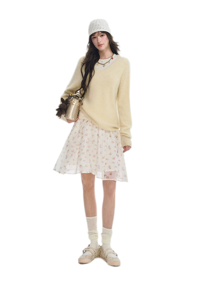 Brushed V-Neck Wool Sweater