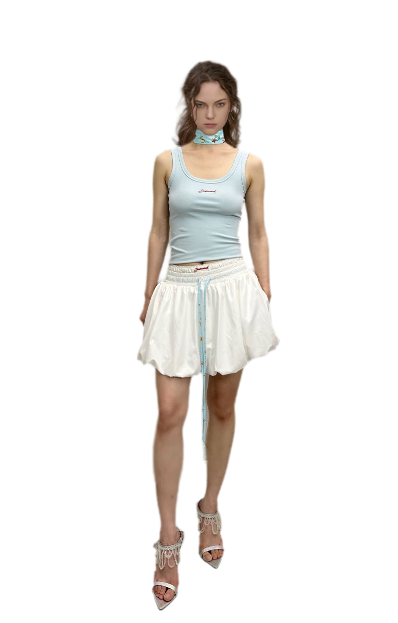 Printed Double-Waist Bubble Skirt