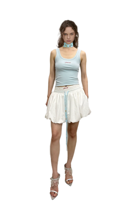 Printed Double-Waist Bubble Skirt