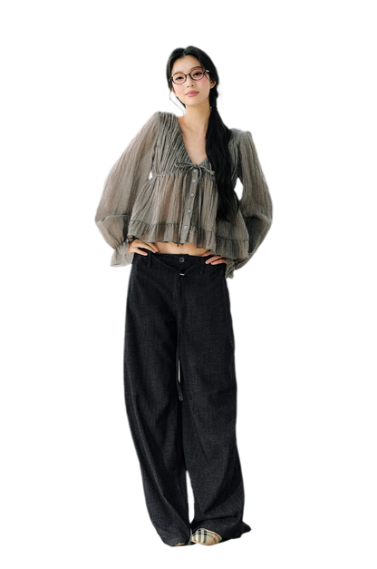 Ruffled Tencel Chiffon Blouse