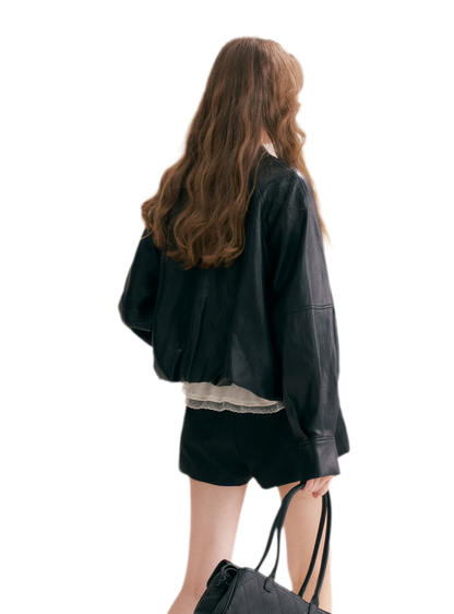 Matte Faux Leather Relaxed Jacket