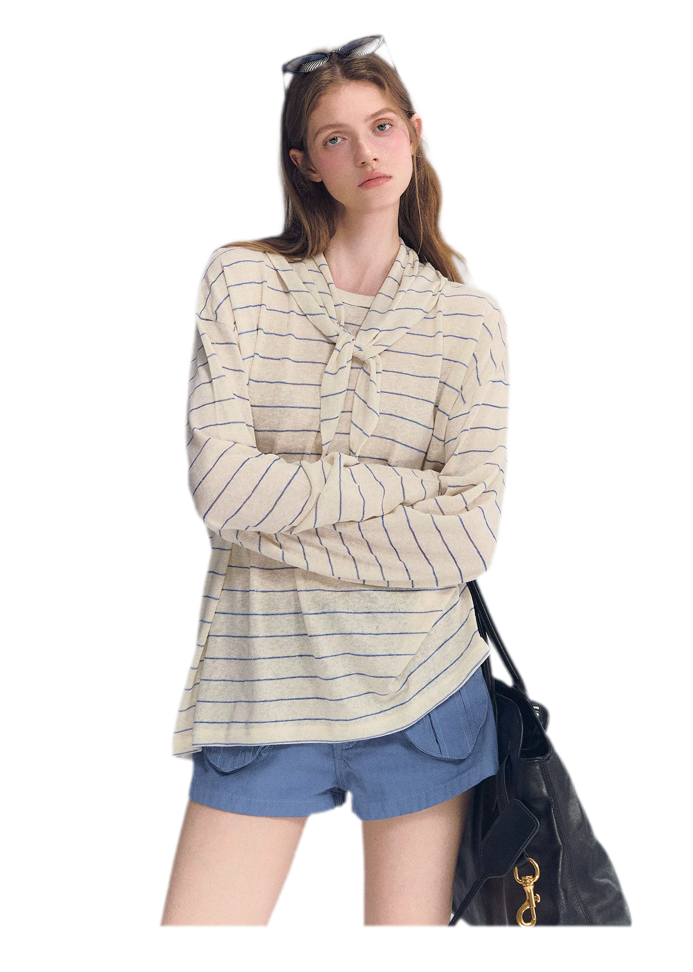 Striped Rhinestone Cotton Tee