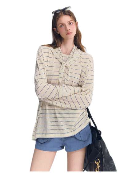Striped Rhinestone Cotton Tee