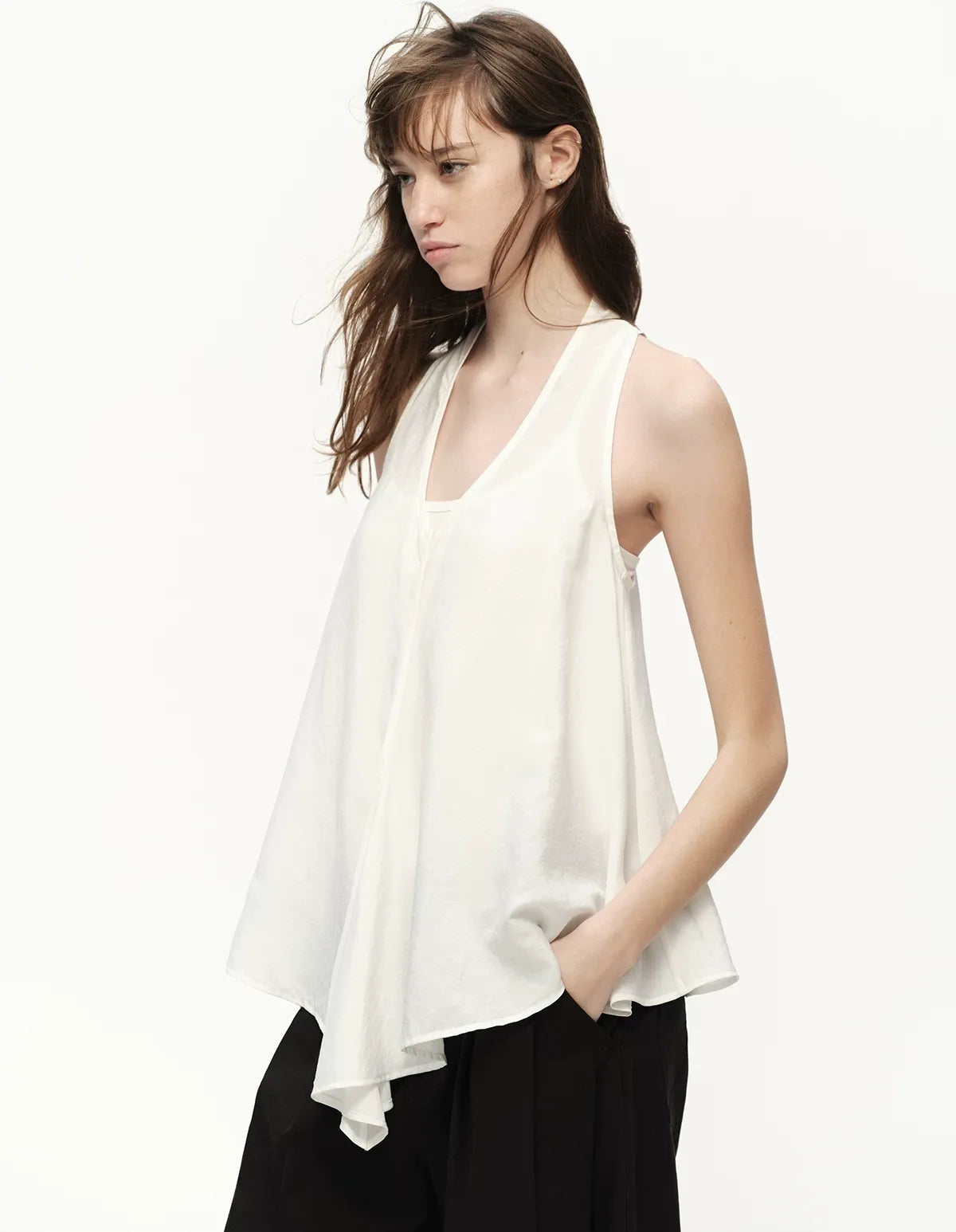 White Lyocell V-Neck Cami