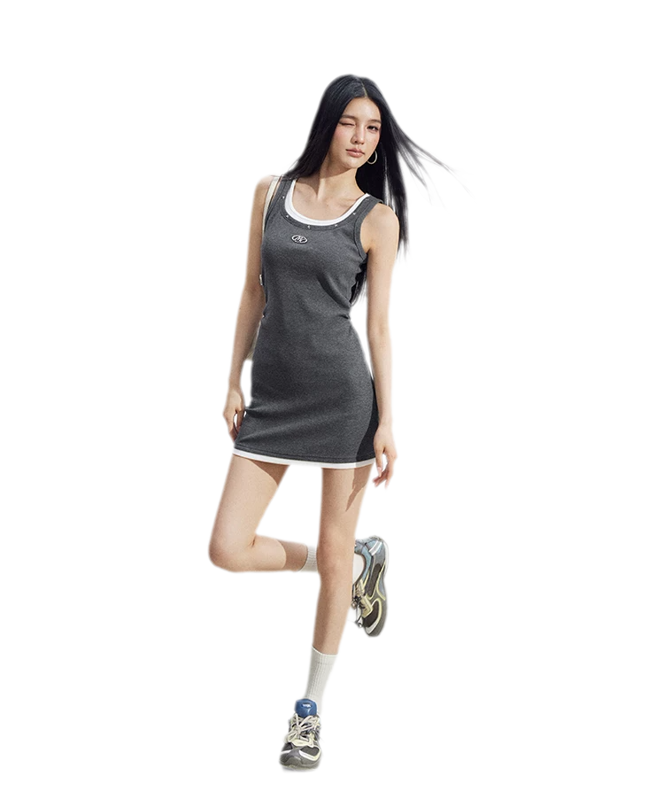 Contrast U-Neck Dress