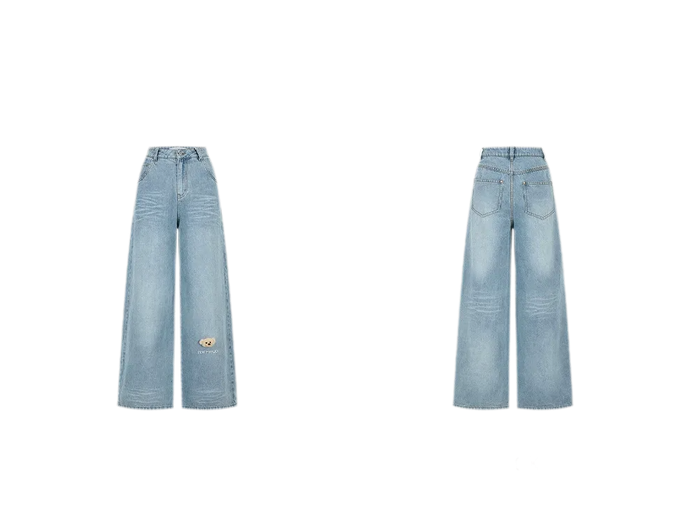 13DE MARZO Bear Appliqué Wide Jeans – view 9