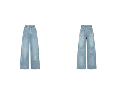 13DE MARZO Bear Appliqué Wide Jeans – view 9