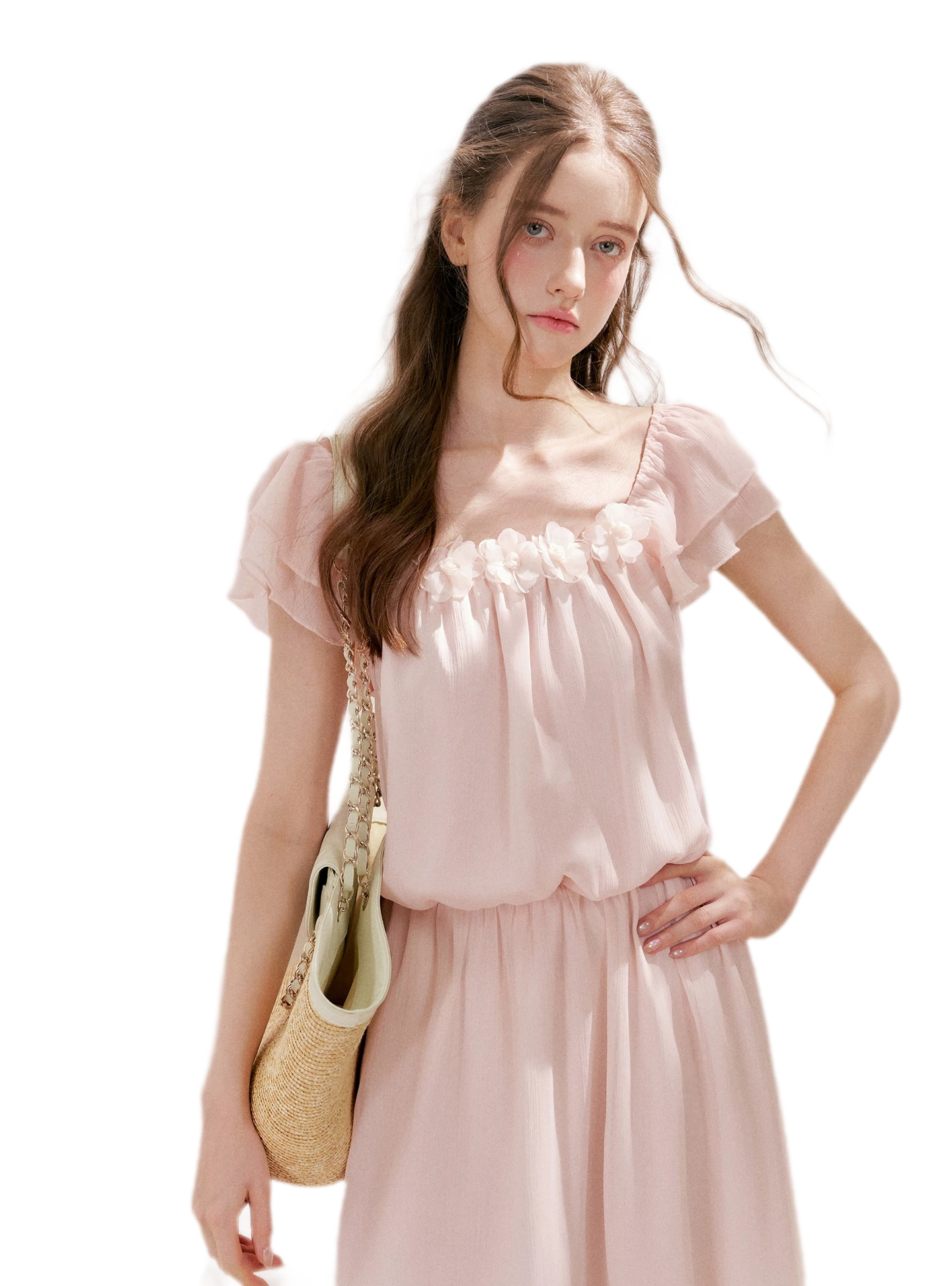 Flower Appliqué Dress