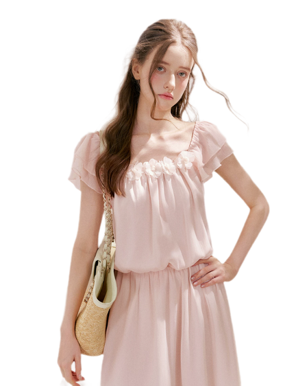 Flower Appliqué Dress