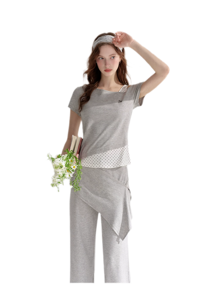 Lyocell Polka Faux Two-Piece Set
