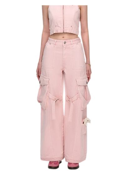 Cotton Cargo Straight Pants
